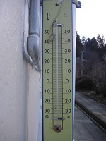 今朝の気温（－７℃）